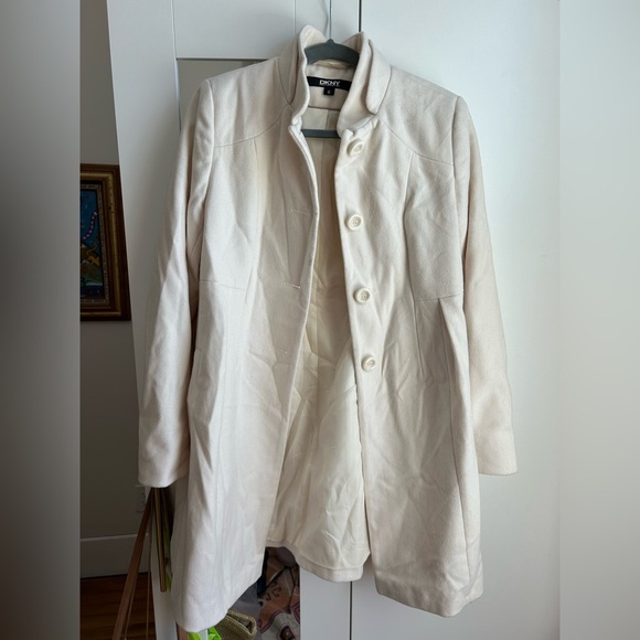 Cashmere Blend Donna Karan Cream Coat - Picture 8 of 8